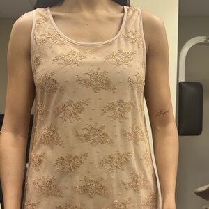 Sleeveless Embellished Nudelight pink Lace Tank